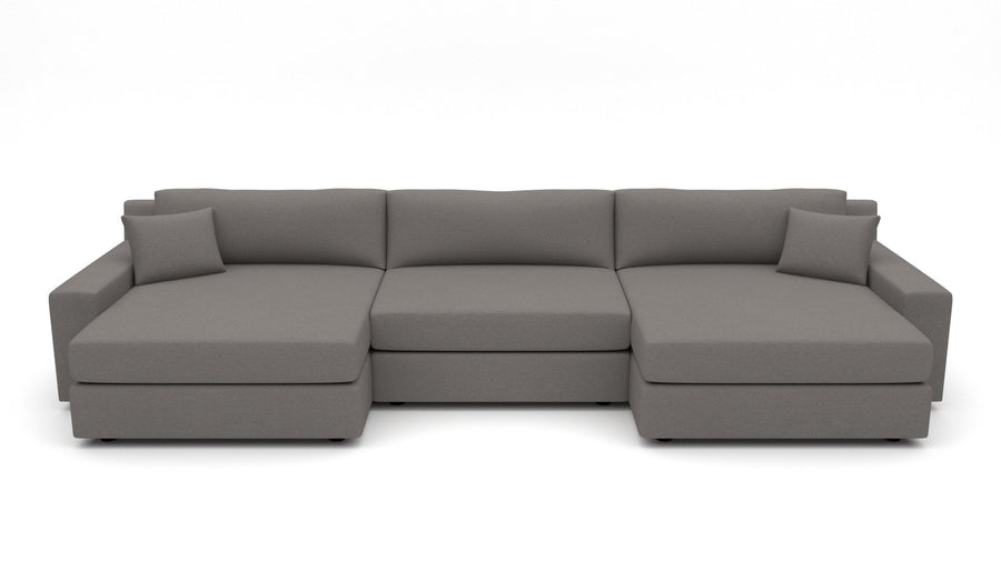 Lago Vista 170" Double Chaise With Armless Chair - Peyton Slate