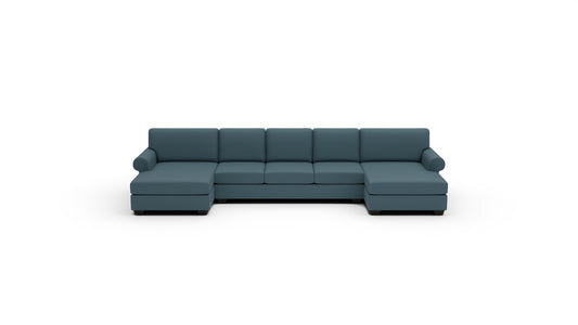 Manor 178" Double Chaise With Armless Sofa - Sorrento Ocean