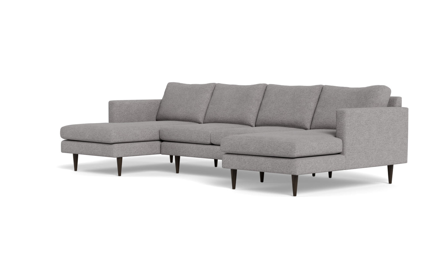 Wallace 126" Untufted Double Chaise U Sectional - Merit Graystone