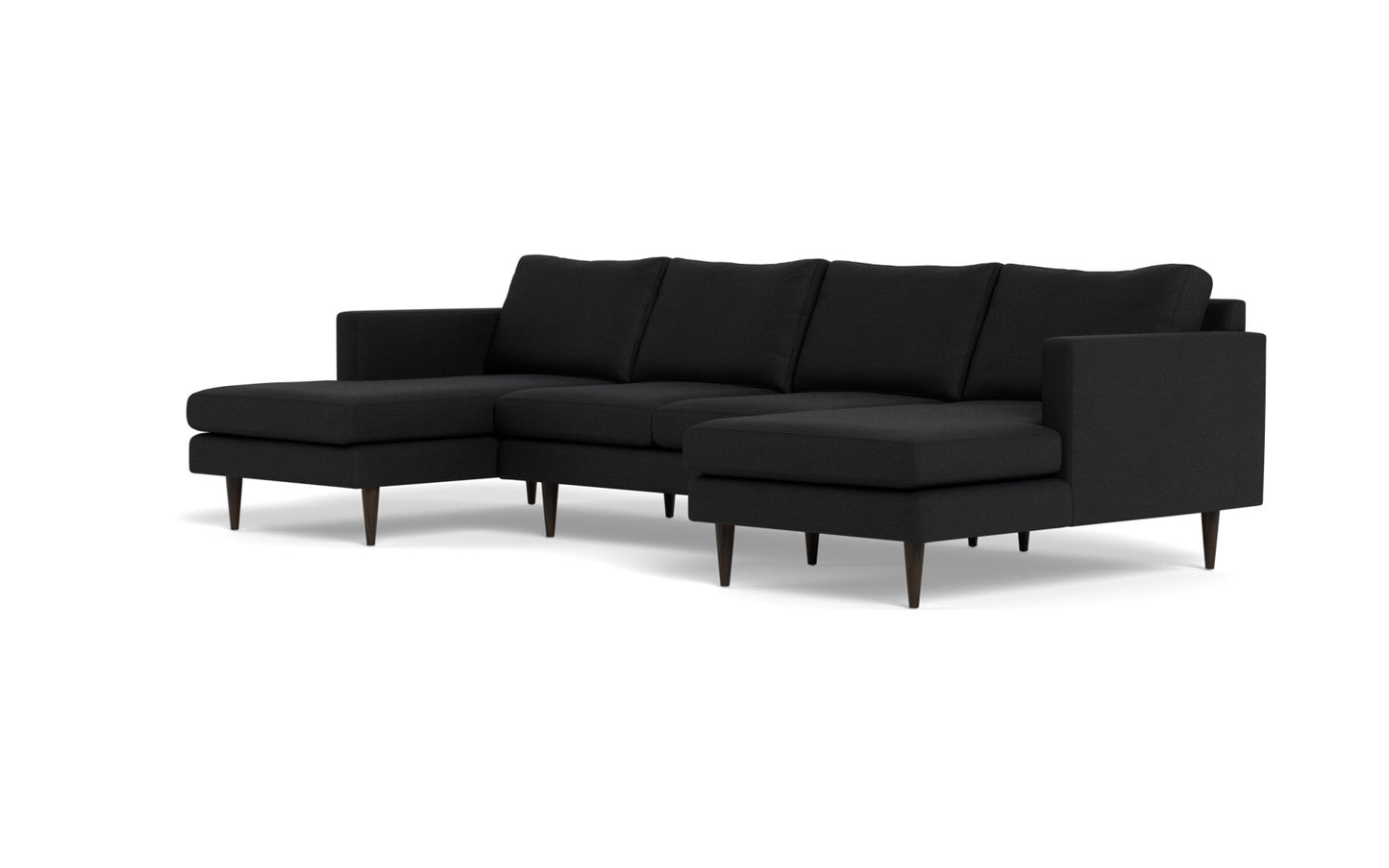 Wallace 126" Untufted Double Chaise U Sectional - Merit Onyx