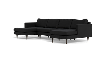 Wallace 126" Untufted Double Chaise U Sectional - Merit Onyx
