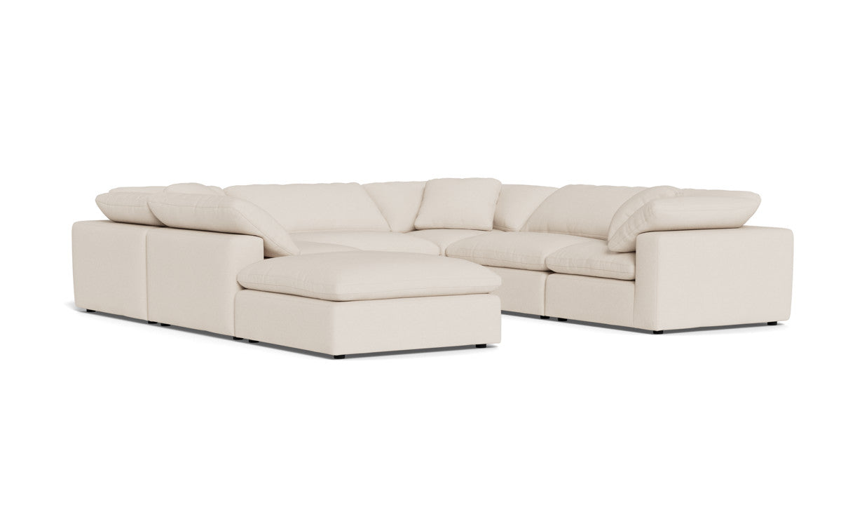 Fluffy 133.5" 6 Piece Sectional W/Ottoman - Merit Snow