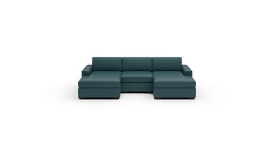 Mesa 122" Leather Double Chaise With Armless Chair - Tribeca Lagoon