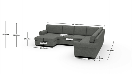 Manor 143" Medium Corner Sectional With Laf Chaise - Ravina Chocolate