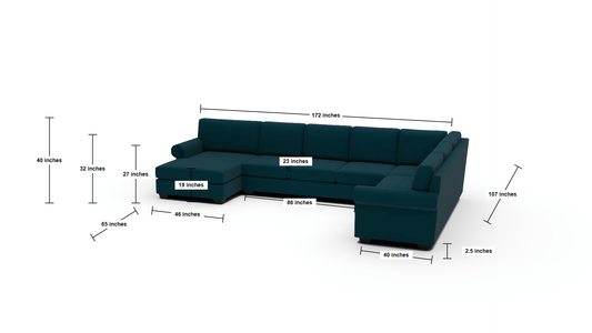 Manor 172" Large Corner Sectional With Laf Chaise - Ravina Cub
