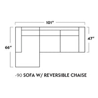 Mas Mesa 101" Deep Reversible Sofa Chaise -