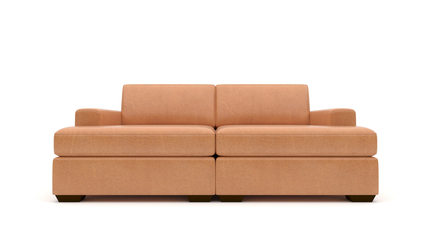 Mas Mesa 86" Deep Leather Double Chaise - Hudson Lager