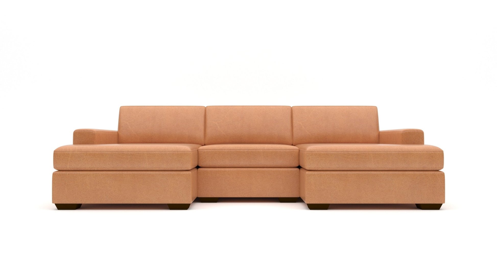 Mas Mesa 122" Deep Leather Double Chaise With Armless Chair -