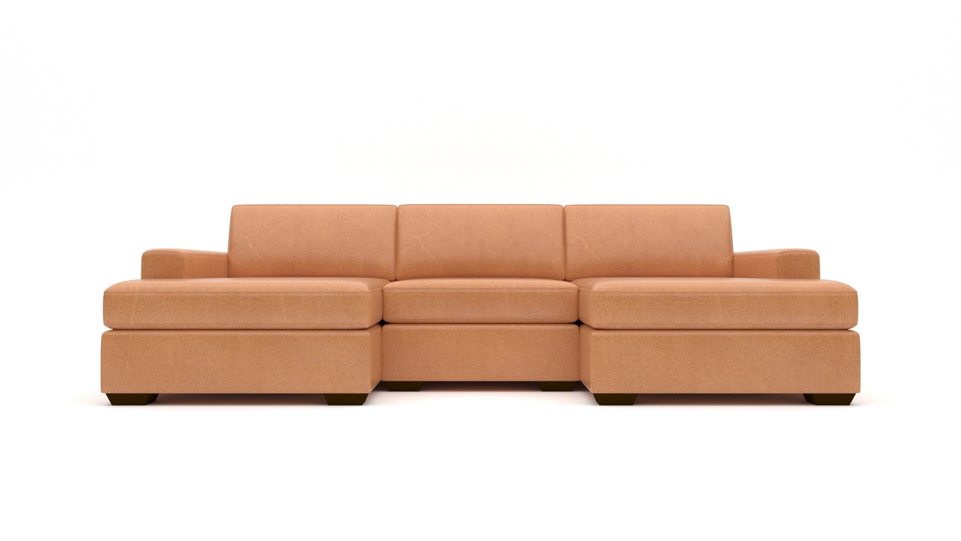 Mas Mesa 122" Deep Leather Double Chaise With Armless Chair - Hudson Lager