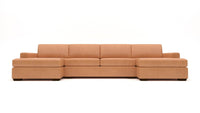 Mas Mesa 158" Deep Leather Double Chaise With Armless Loveseat -