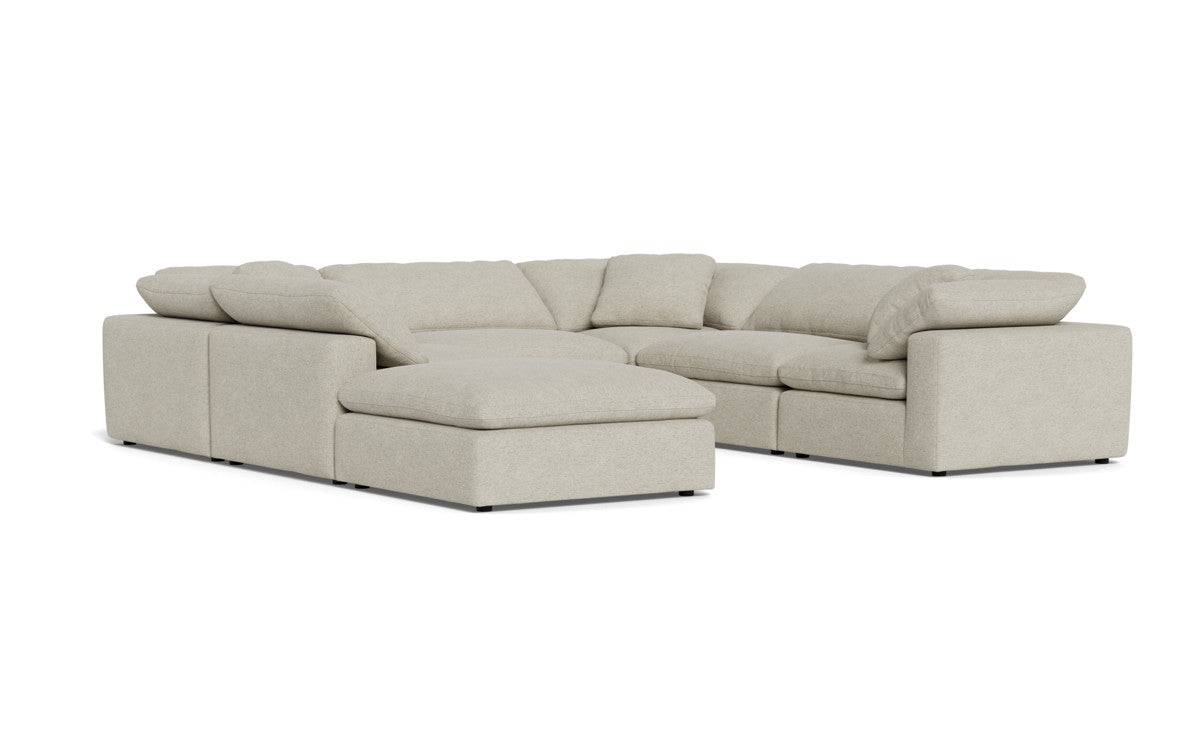 Fluffy 133.5" 6 Piece Sectional W/Ottoman - Merit Dove
