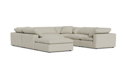 Fluffy 133.5" 6 Piece Sectional W/Ottoman - Merit Dove