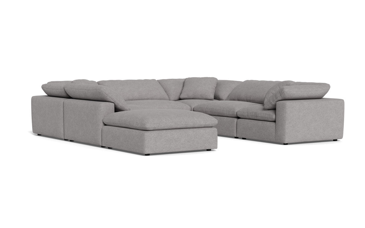 Fluffy 133.5" 6 Piece Sectional W/Ottoman - Merit Graystone