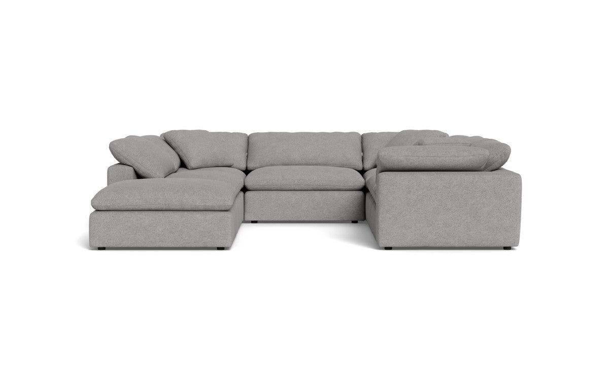 Fluffy 133.5" 6 Piece Sectional W/Ottoman - Merit Graystone
