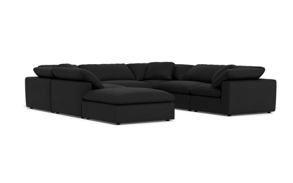 Fluffy 133.5" 6 Piece Sectional W/Ottoman - Merit Onyx