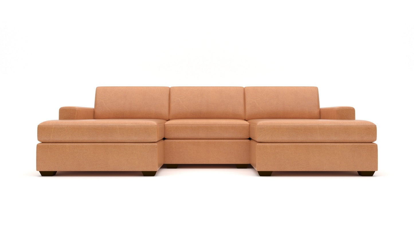 Mesa 122" Leather Double Chaise With Armless Chair -