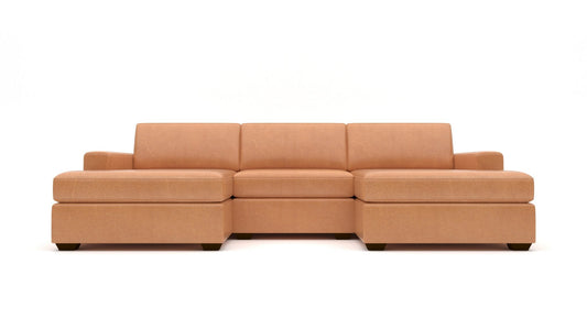 Mesa 122" Leather Double Chaise With Armless Chair -