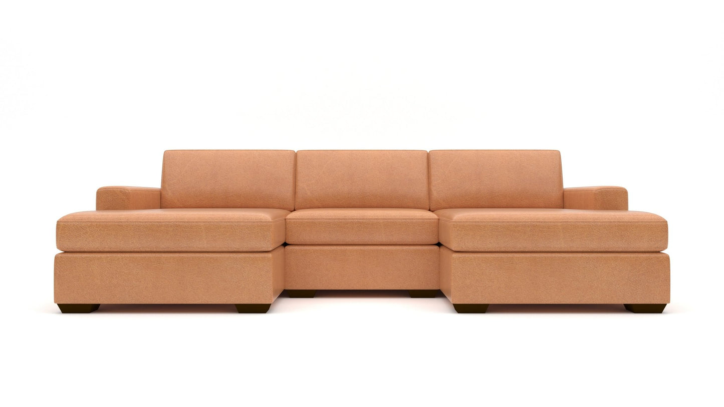 Mesa 122" Leather Double Chaise With Armless Chair - Hudson Lager