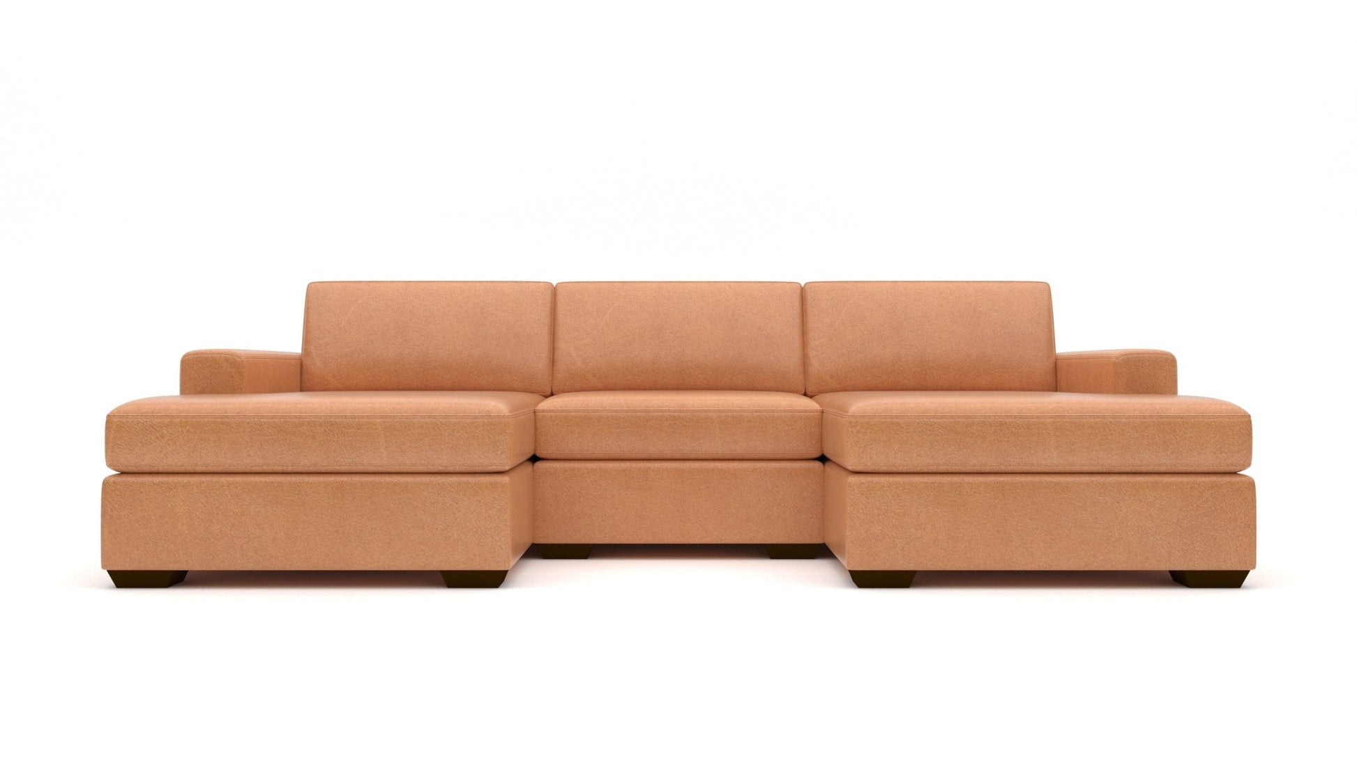 Mesa 122" Leather Double Chaise With Armless Chair - Hudson Lager