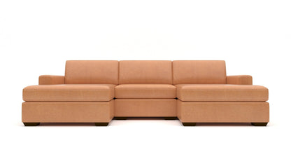 Mesa 122" Leather Double Chaise With Armless Chair - Hudson Lager