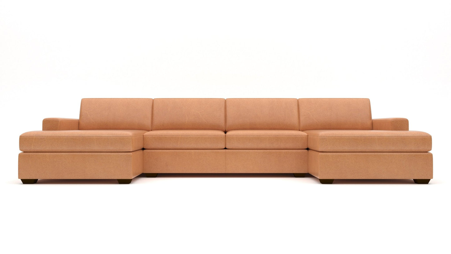 Mesa 158" Leather Double Chaise With Armless Loveseat - Hudson Lager