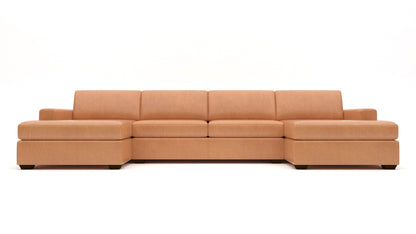 Mesa 158" Leather Double Chaise With Armless Loveseat - Hudson Lager