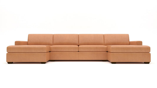Mesa 158" Leather Double Chaise With Armless Loveseat - Hudson Lager