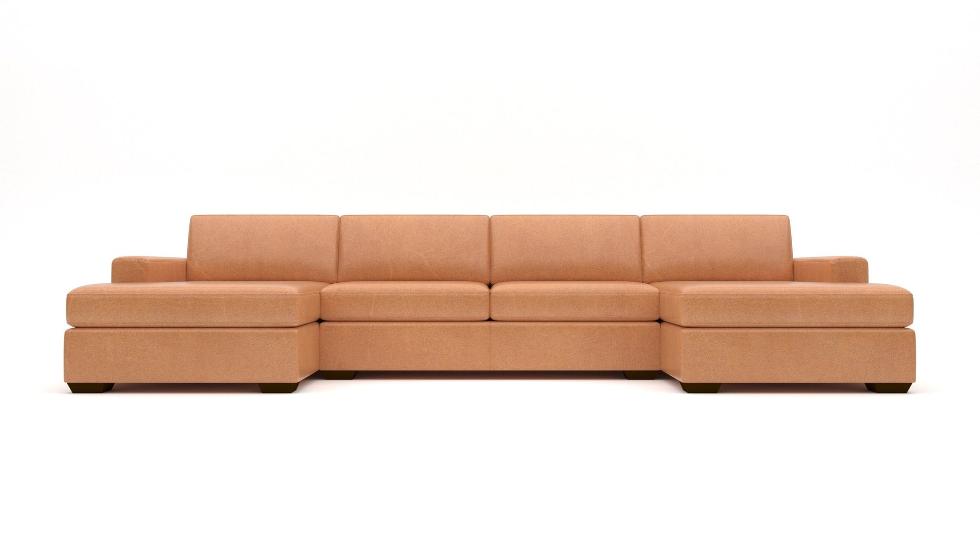 Mesa 158" Leather Double Chaise With Armless Loveseat - Hudson Lager