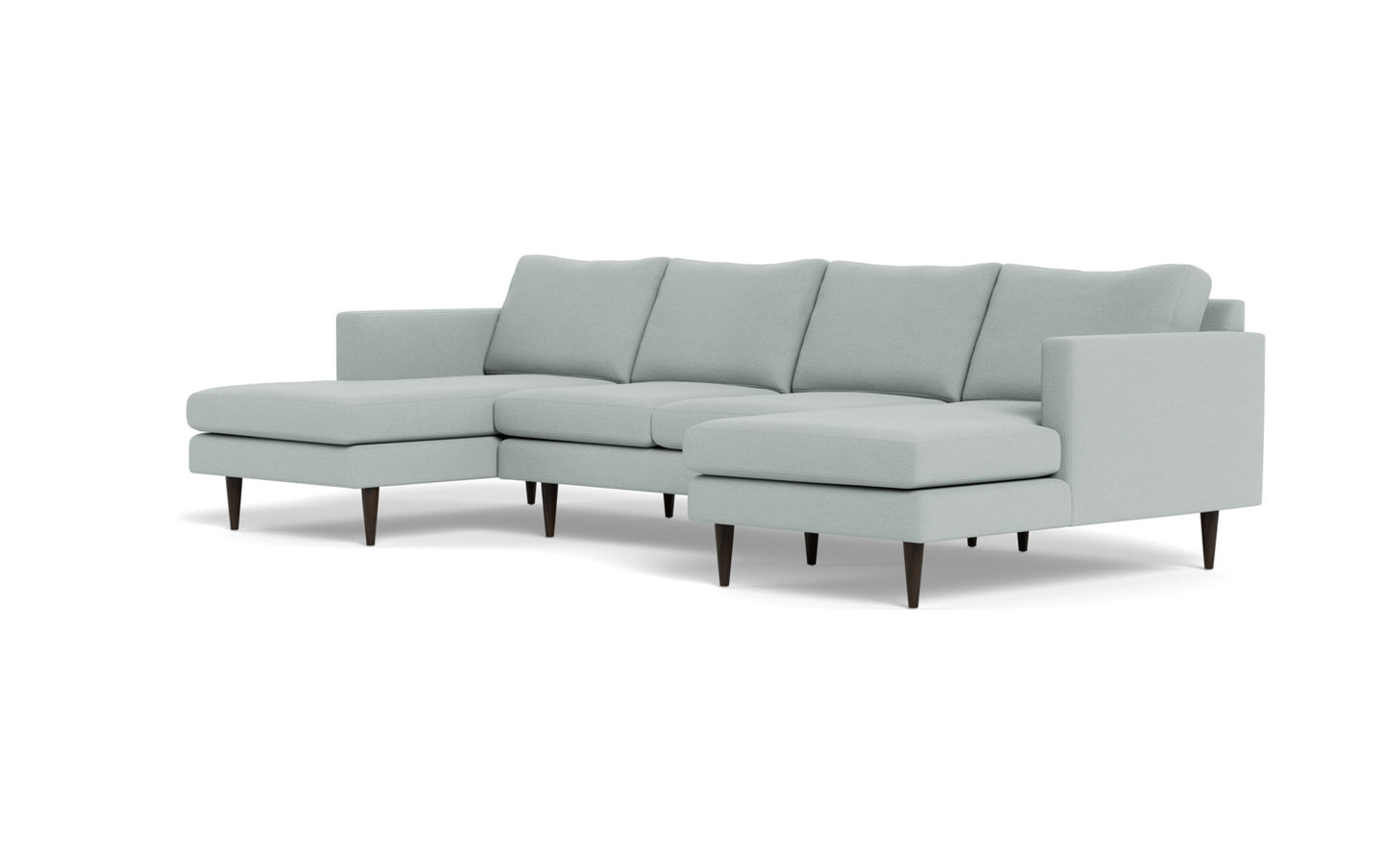 Wallace 126" Untufted Double Chaise U Sectional - Peyton Light Blue