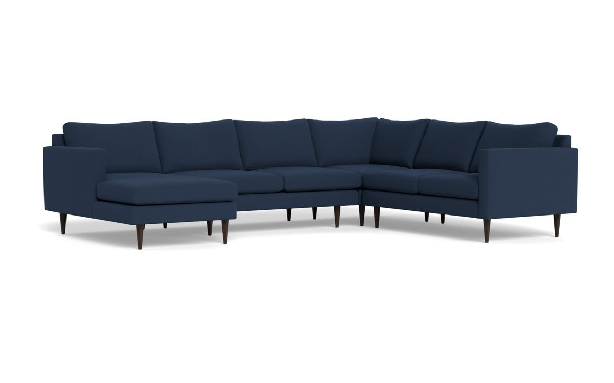 Wallace 130" Untufted Corner Sectionals w. Left Chaise - Peyton Navy