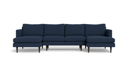 Wallace 126" Untufted Double Chaise U Sectional - Peyton Navy