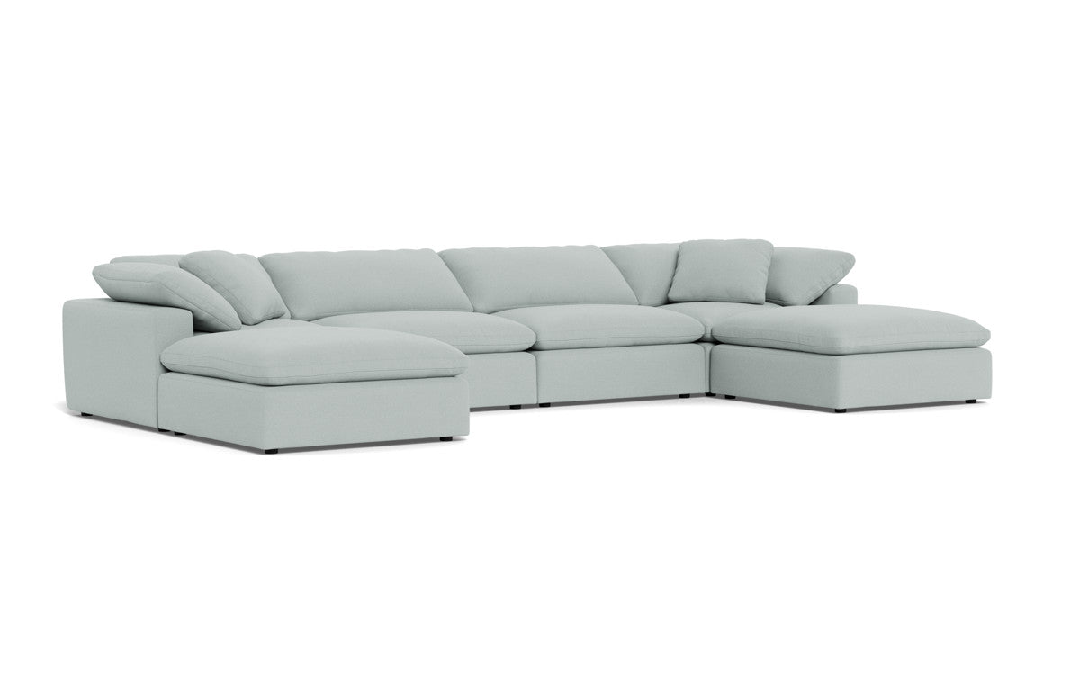 Fluffy 178" 4 Piece Sectional W/Double Otto - Peyton Light Blue