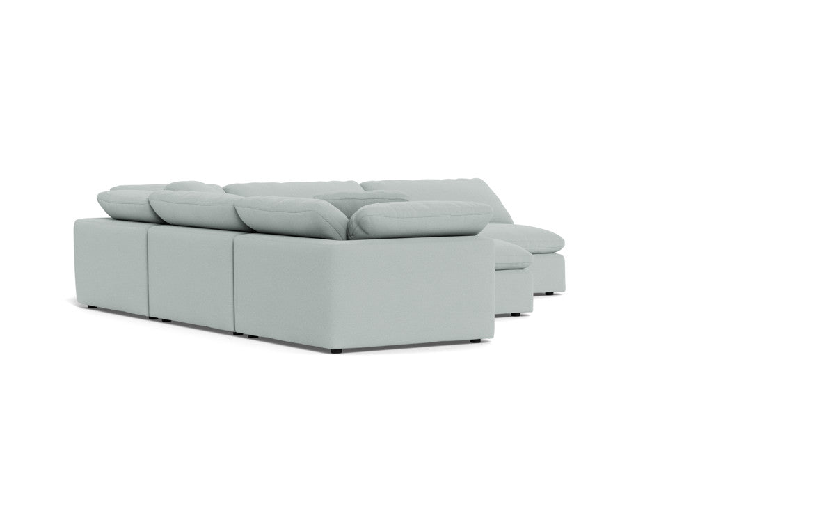 Fluffy 133.5" 5 Piece Sectional W/Ottoman - Peyton Light Blue