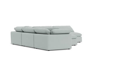 Fluffy 133.5" 5 Piece Sectional W/Ottoman - Peyton Light Blue