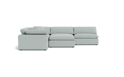 Fluffy 133.5" 5 Piece Sectional W/Ottoman - Peyton Light Blue