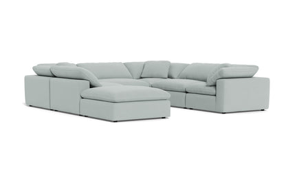 Fluffy 133.5" 6 Piece Sectional W/Ottoman - Peyton Light Blue