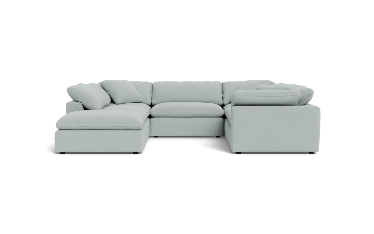Fluffy 133.5" 6 Piece Sectional W/Ottoman - Peyton Light Blue