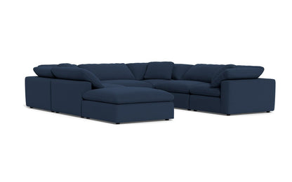 Fluffy 133.5" 6 Piece Sectional W/Ottoman - Peyton Navy