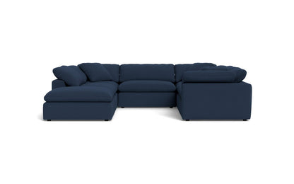 Fluffy 133.5" 6 Piece Sectional W/Ottoman - Peyton Navy