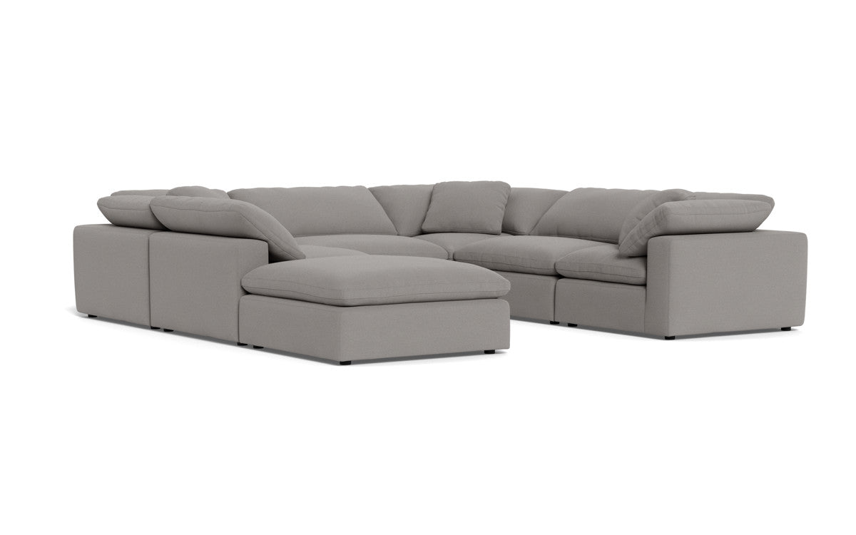 Fluffy 133.5" 6 Piece Sectional W/Ottoman - Peyton Slate