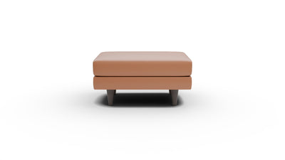 Rainey Leather Ottoman - Tribeca Chestnut