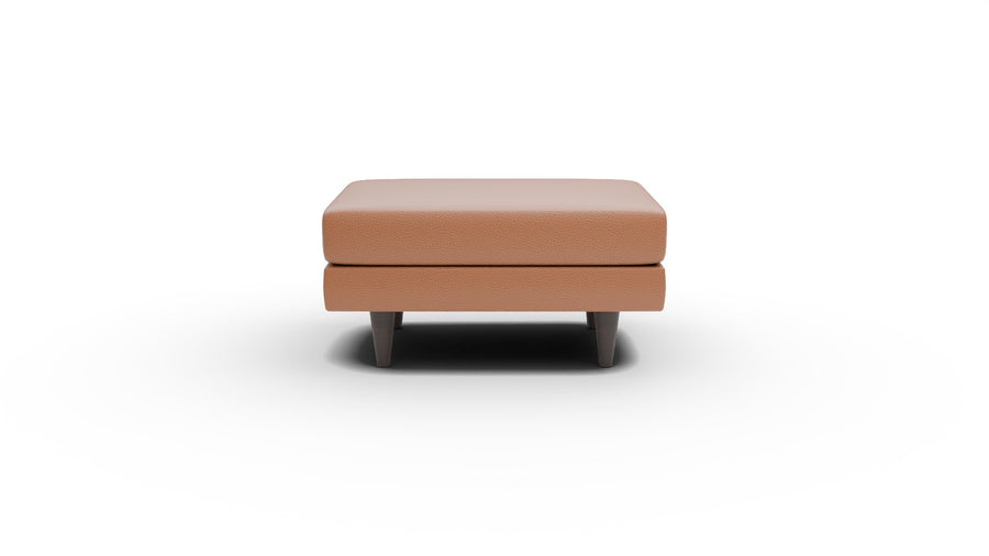 Rainey Leather Ottoman - Tribeca Chestnut