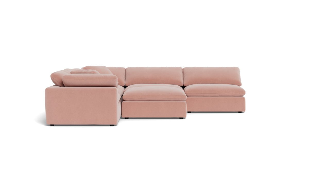 Fluffy 133.5" 5 Piece Sectional W/Ottoman - Superb Blush