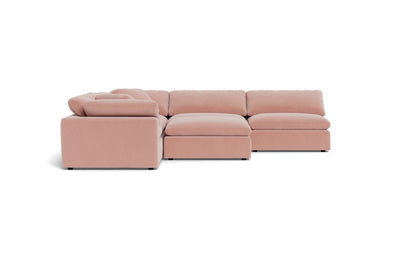 Fluffy 133.5" 5 Piece Sectional W/Ottoman - Superb Blush