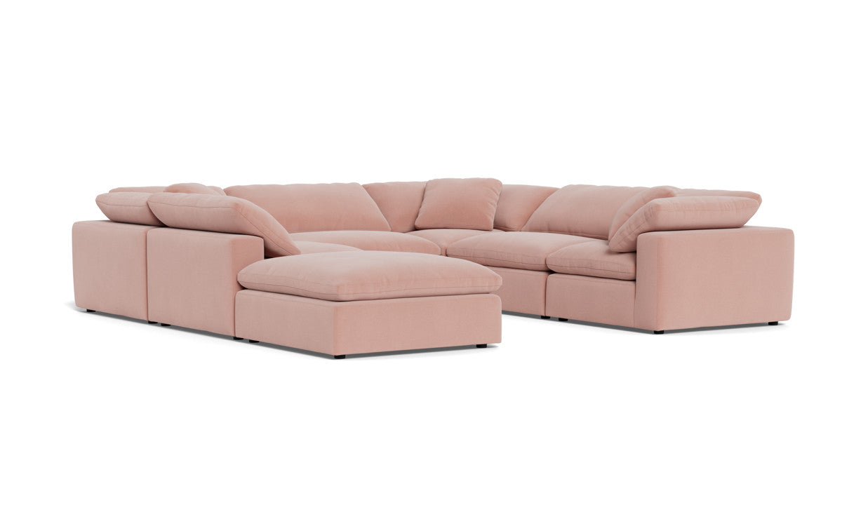 Fluffy 133.5" 6 Piece Sectional W/Ottoman - Superb Blush