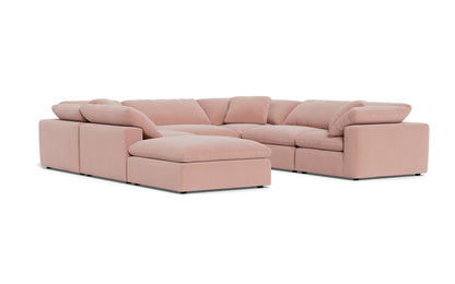Fluffy 133.5" 6 Piece Sectional W/Ottoman - Superb Blush