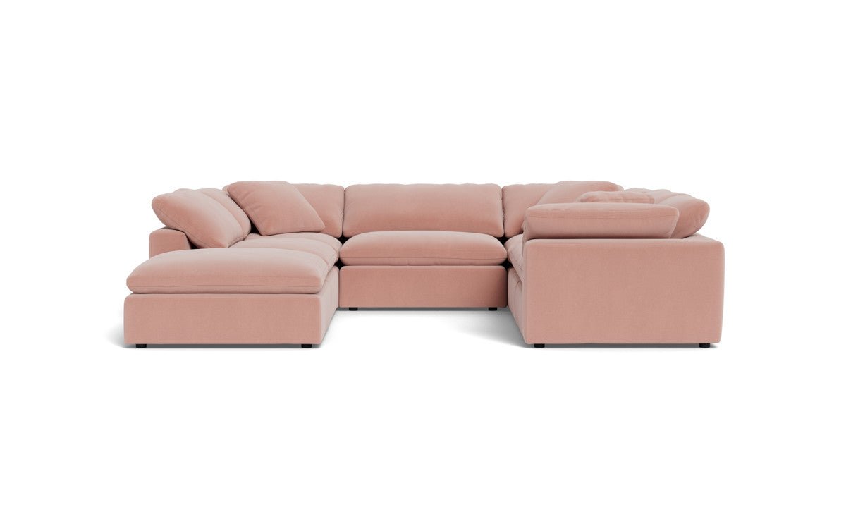 Fluffy 133.5" 6 Piece Sectional W/Ottoman - Superb Blush