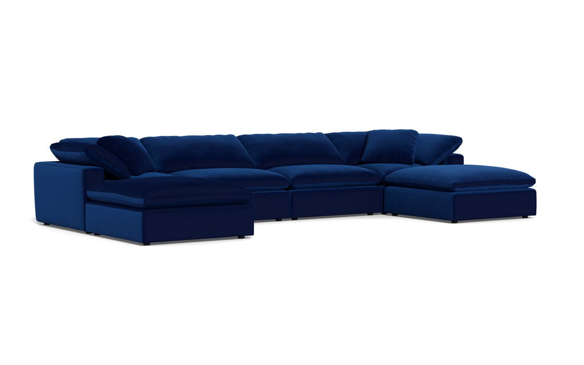 Fluffy 178" 4 Piece Sectional W/Double Otto - Superb Cobalt