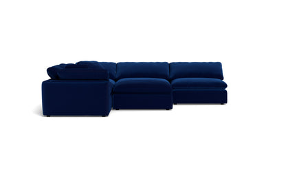 Fluffy 133.5" 5 Piece Sectional W/Ottoman - Superb Cobalt