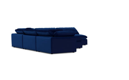 Fluffy 133.5" 5 Piece Sectional W/Ottoman - Superb Cobalt
